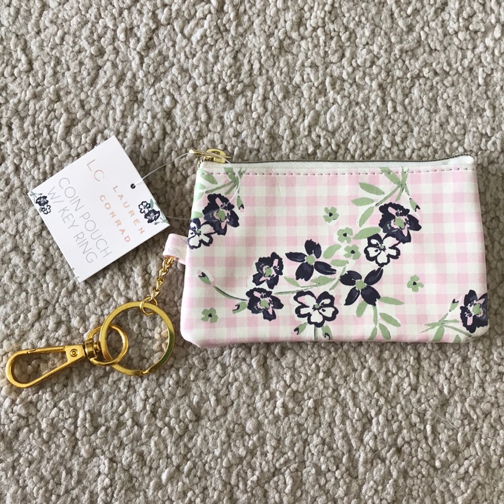 LC Conrad coin purse pouch with key ring NWT Pink